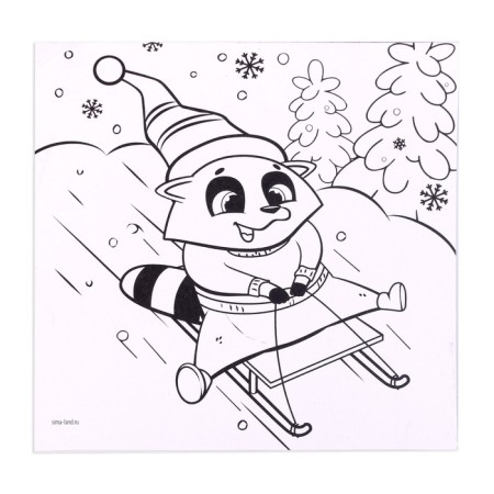 Magnet - Coloring "Raccoon on Sanks", 10x10 cm-2