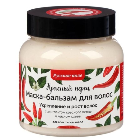 Balm mask for strengthening and growing hair “Russian field” Red pepper, reinforced formula, 280 ml-1