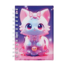 Notebook Gift Book on the comb 80l, line, color block, PVC Cat cover 3D (17.6x13.5cm) 105