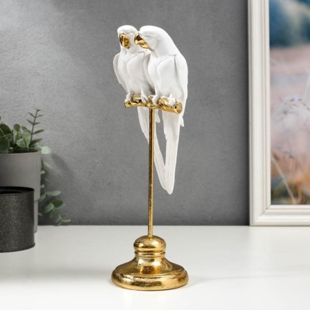 Polystone souvenir "White parrots Ara on a golden flash" 27.5x8.5x8.5 cm