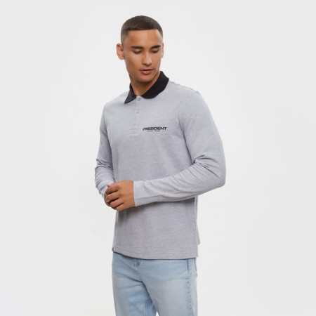 Polo with long sleeve President, size l, color gray-3