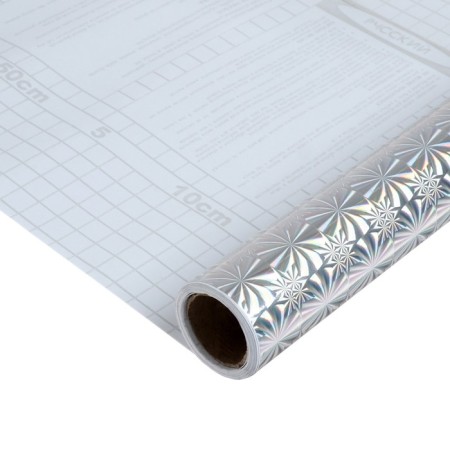 Self -adhesive film, holography, silver, circles 0.45 m x 3 m, 3 μR-3