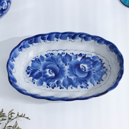 Saladnik "Wave", 9 × 24 × 5 cm, gzhel-2