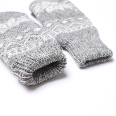 Women's woolen mittens "snowflake", light gray, size 20-22-2