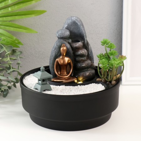 The desktop fountain from the network, backlight "Stones Garden" 21x21x21 cm-7