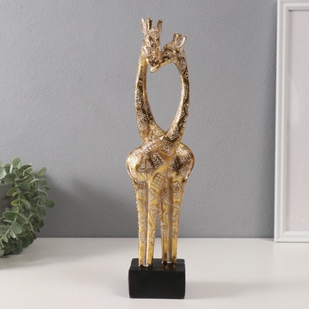 Polystone souvenir "Giraffe - Tenderness" Geometric patterns gold 10x7x39.5 cm