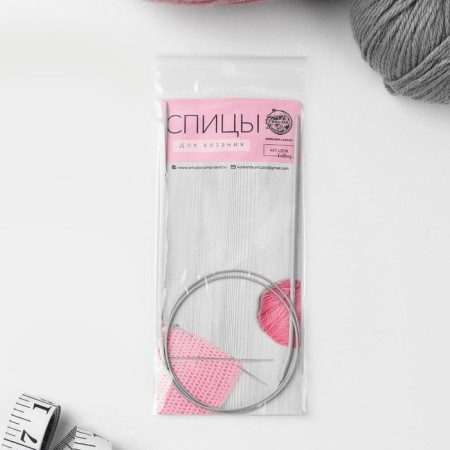 The knitting needles are circular, for knitting, with Teflon coating, with a metal cable, D = 2.5 mm, 14/80 cm-3