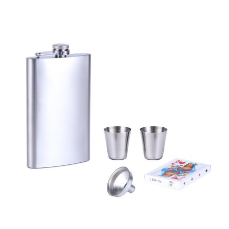 Gift set 5 in 1: Flaw 300 ml, glasses 30 ml, funnel 2.5 x 3.5 cm, cards 54 pcs-2