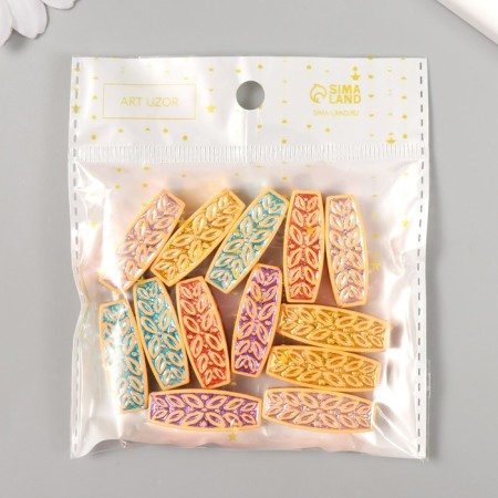 Beads for creativity plastic "Ethno. Leaves. Hologography" set 30 grams 1.1x1.1x3 cm-3
