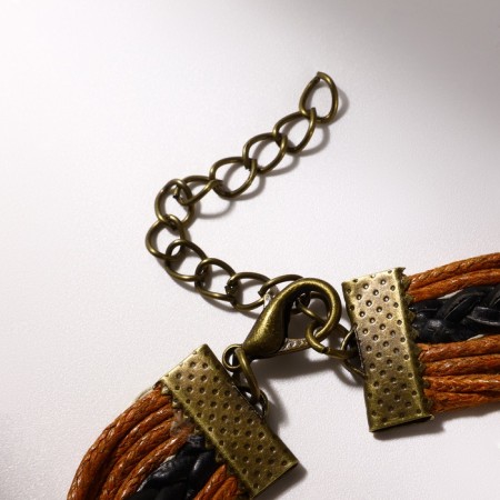 Bracelet "Magic of Signs" owl and infinity, l = 17 cm, color brown-red-2