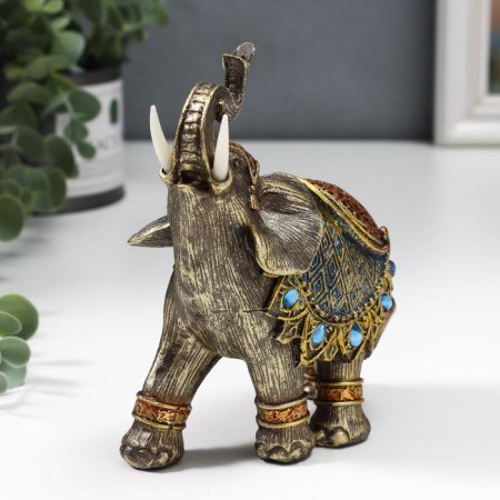 Souvenir Polystone "Elephant in Blue Popone with sapphires" MIX 14x13x6 cm-1