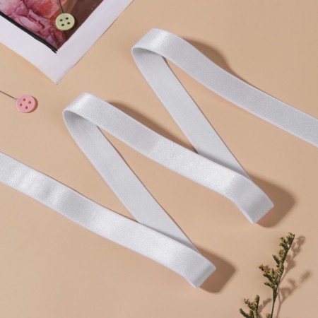 Gum for straps, shiny, 15 mm, 10 ± 0.5 m, white color