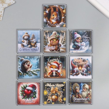 Acryl Magnet "New Year Mix" 5.7x5.7 cm mix 10 types-1