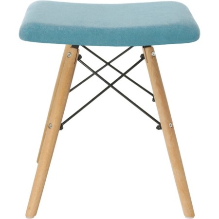 Stool Ben array of beech/metal/fabric, natural/blue 41x39x44 cm-1