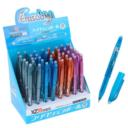 Ballic handle with erased ink, a line 0.5 mm, blue rod, mix body (barcode on a piece)