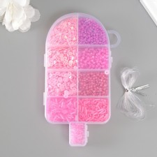 A set of beads, sequins, glass for creativity No. 1, col. pink