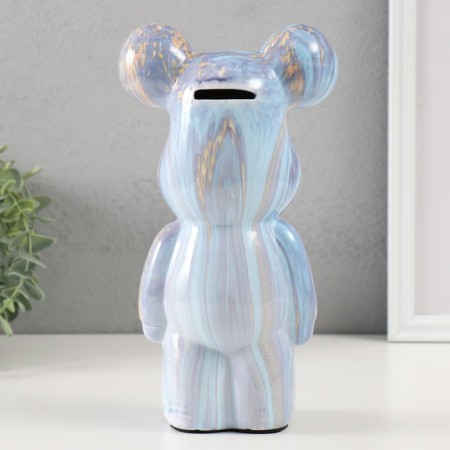 Pig a piggy bank Ceramics "Bear" blue-violet 9.5x14x25 cm-2