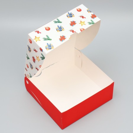 Folding box "Happy New Year", fireplace, 25 x 25 x 10 cm, new year-3