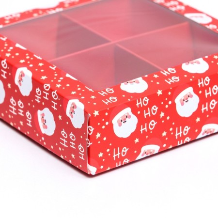 Box for sweets 4 pcs, 12.6 x 12.6 x 3.5 "Santa Claus"-7