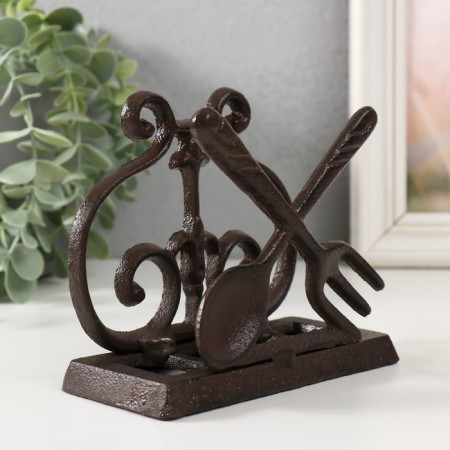 Souvenir of cast iron stand "Spoon and fork" 13.2x6.4x11.5 cm-1