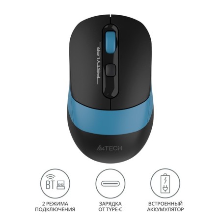 Mouse A4Tech FSTYLER FB10C Black/Blue Optical (2400DPI) Wireless BT/Radio USB (4but 102939-1