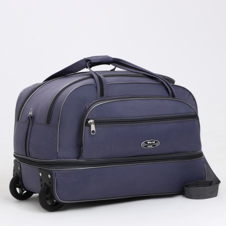Road bag on wheels, a lightning department, with an increase, an outer pocket, the color is gray