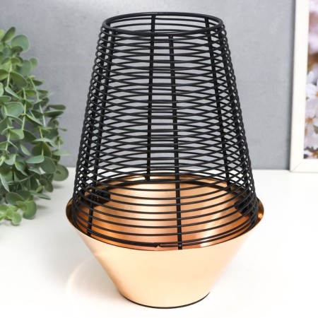 Summary Metal for 1 candle "Loft. Prutia" black with gold 23x16x16 cm-2