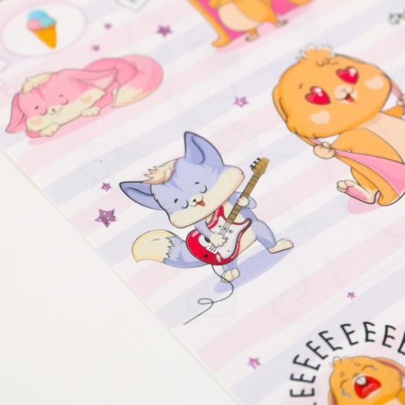 Paper stickers "Cute animals", with coloring on the back, 11 × 15.5 cm-2