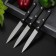 Set of kitchen knives "Night", 3 objects, blade 12 cm, black color