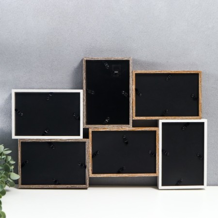 MDF photo frame in 6 photos 10x15 cm "Browned Geometry" 30.5x3x46.3 cm-1
