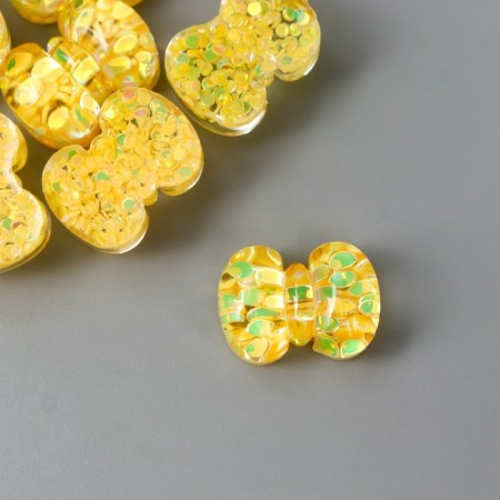 Decor for creativity plastic "Yellow bow" crystal 1x1.4 cm
