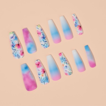 Pauls “gradient”, 12 pcs, with adhesive plates, ballerina shape, blue/pink/white color-2