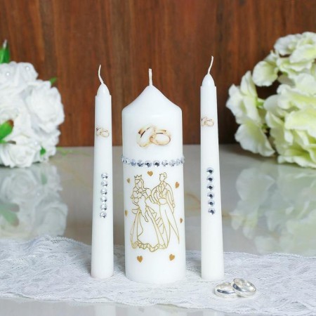 A set of wedding suppositories with beads "Wedding rings", white, handmade, mix-14