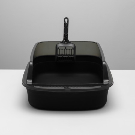 Toilet with transparent sides with a scoop and filter, 50 x 34 x 18 cm, black-2