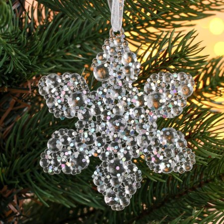 Christmas tree decoration "Snowflake - magic" (set 2 pcs) 8 cm, transparent-1