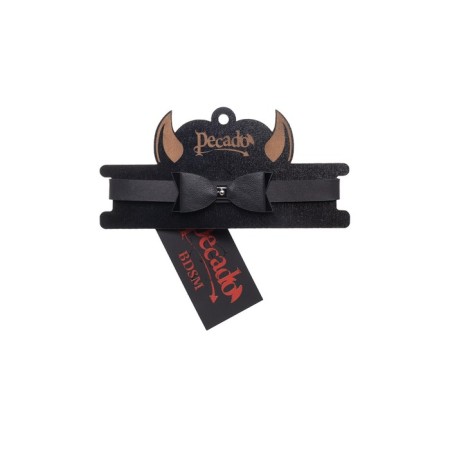 Chocker with a butterfly Pecado BDSM, genuine leather, black color-6