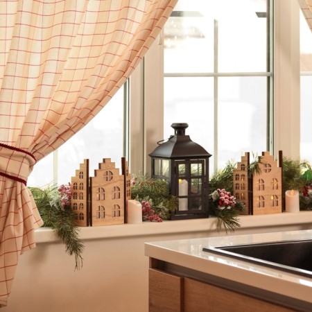 New Year. A set of curtains for the kitchen with Ethel Bright Cage. 150x180cm-2pcs, 100% HL-3