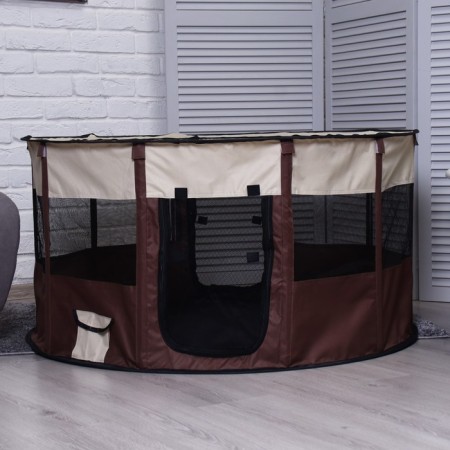 Animal aviary, tent, round, 110 x 55 cm, brown-2
