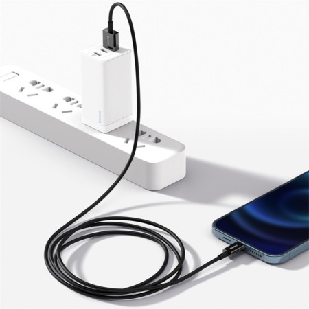 Baseus cable, Lightning - USB, 2.4 A, TPE braid, 1 m, black-9