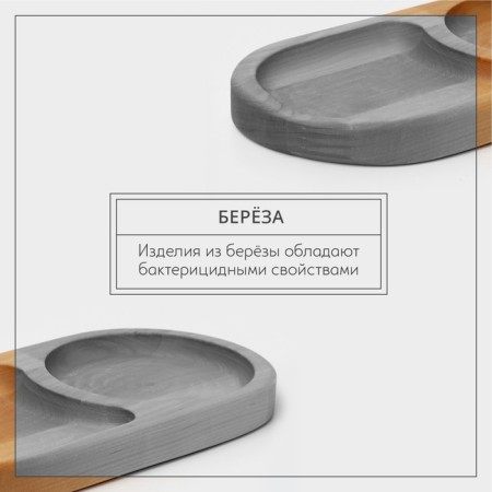 Modon for feed, 21 × 11 × 2 cm, two departments, birch-2