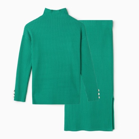 Women's costume (jumper/skirt), green color, size One size (46-50)-3