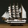 The ship souvenir medium “three -masted”, white side with a black strip, white sails, mix, 41 x 37 x 8 cm