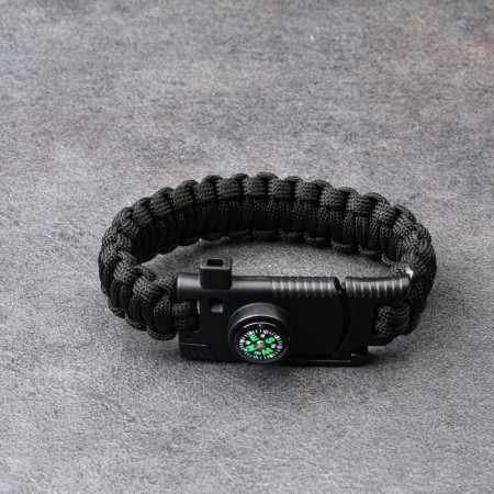 5B1 survival bracelet (paracord, knife, whistle, compass, fire), black