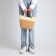 Female wicker bag without fastening, milk/beige color