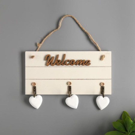 Decorative tree hooks "Three hearts. Welcome" mix 20x10x2.5 cm-3