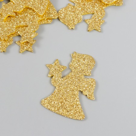 Decor "Angel" gold 5 cm set 10 pcs foam glitter