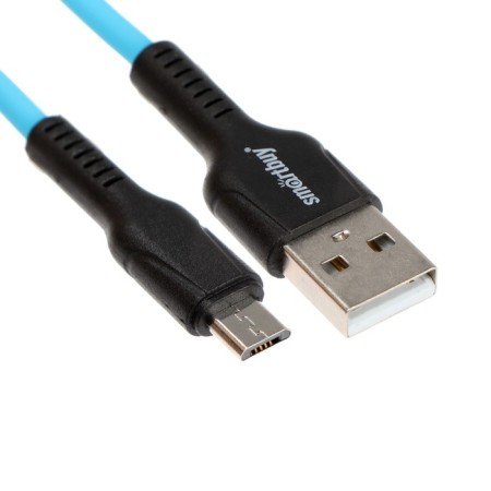 Smartbuy S21, microUSB cable - USB, 2.4 A, 1 m, charging + data transfer, blue