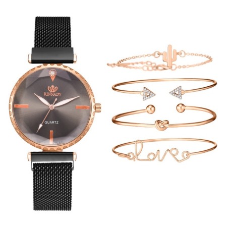 Women's gift set Rinnady 5 in 1: Watch and 4 bracelets