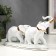 Souvenir Ceramics "Family Elephants" White with gold 21.5 cm