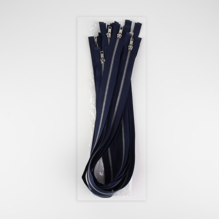 Metal zipper, No. 5, connective, automatic lock, 80 cm, dark blue color/nickel-2
